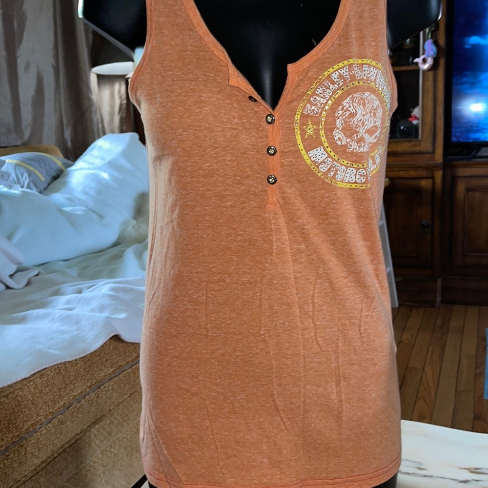 Harley Davidsom orange tank top medium